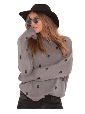 Wooden Ships Skull Print Gray Sweater Mohair Wool Women's XS